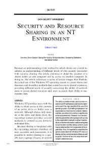 Security and Resource Sharing in an Nt Environment