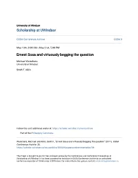 Ernest Sosa and Virtuously Begging the Question