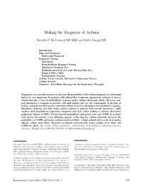 Making the Diagnosis of Asthma