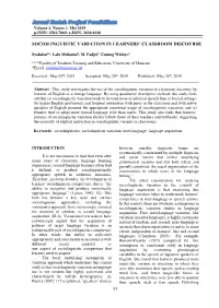 Sociolinguistic Variation in Learners' Classroom