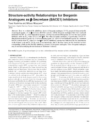 Structure-Activity Relationships for Bergenin Analogues As Β-Secretase