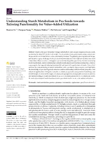 Understanding Starch Metabolism in Pea Seeds Towards Tailoring Functionality for Value-Added Utilization