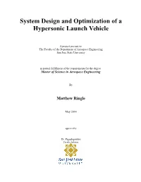 System Design and Optimization of a Hypersonic Launch Vehicle