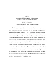 Understanding Futōkō As a Social Problem in Japan: the Social Context and Motivation for Change