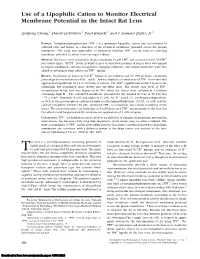 Use of a Lipophilic Cation to Monitor Electrical Membrane Potential in the Intact Rat Lens