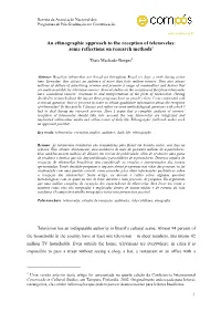 An Ethnographic Approach to the Reception of Telenovelas: Some Reflections on Research Methods1