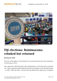 Fiji Elections: Bainimarama Rebuked but Returned