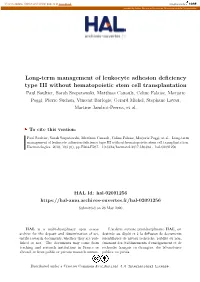 Long-Term Management of Leukocyte Adhesion Deficiency Type III