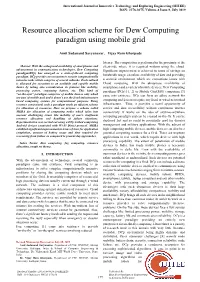 Resource Allocation Scheme for Dew Computing Paradigm Using Mobile Grid