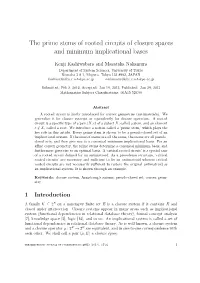The Prime Stems of Rooted Circuits of Closure Spaces and Minimum Implicational Bases