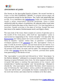 Apocryphon of James | 1 APOCRYPHON of JAMES