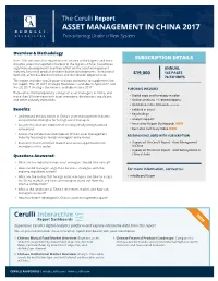 ASSET MANAGEMENT in CHINA 2017 Transitioning Under a New System