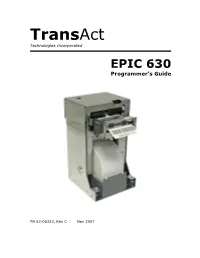 EPIC 630 Programmer's Guide