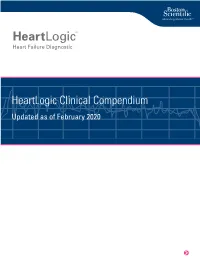 Heartlogic Clinical Compendium Updated As of February 2020 TABLE of CONTENTS