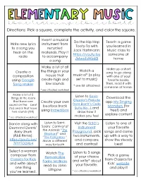 Home Learning Choice Board Directions: Pick a Square, Complete the Activity, and Color the Square