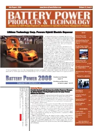 Lithium Technology Corp. Powers Hybrid Electric Supercar INSIDE