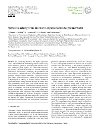 Nitrate Leaching from Intensive Organic Farms to Groundwater