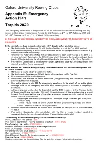Oxford University Rowing Clubs Appendix E: Emergency Action Plan Torpids 2020