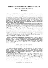 Ratification of the Nato Treaty in the U.S. Senate: Lessons Learned