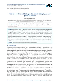 Virulence Factors and Pathogencity Islands in Staphylococcus Species: a Review