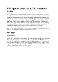 Five Apps to Make the BYOD Transition Easier