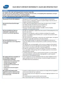 Valio Group Corporate Responsibility, Values and Operating Policy
