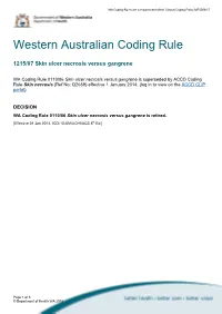 WA Coding Rule 1215/07 Skin Ulcer Necrosis Versus Gangrene