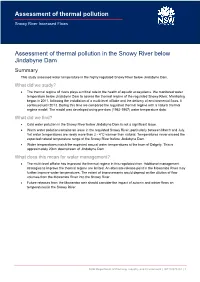 Assessment of Thermal Pollution in the Snowy River Below Jindabyne