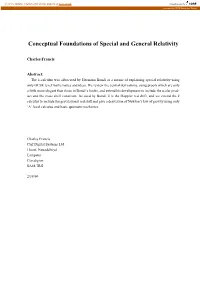 Conceptual Foundations of Special and General Relativity