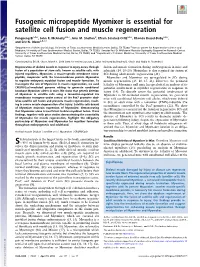 Fusogenic Micropeptide Myomixer Is Essential for Satellite Cell Fusion and Muscle Regeneration
