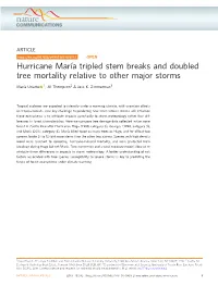 Hurricane Marãa Tripled Stem Breaks and Doubled Tree Mortality Relative