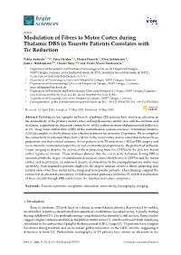 Modulation of Fibers to Motor Cortex During Thalamic DBS in Tourette Patients Correlates with Tic Reduction