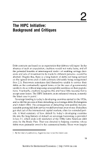 The HIPC Initiative: Background and Critiques