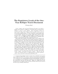 The Regulatory Leash of the One- Year Refugee Travel Document