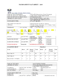 Tournament Fact-Sheet – 2019