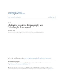 Biological Invasions: Biogeography and Multitrophic Interactions