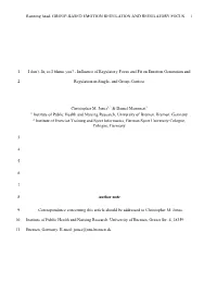Group-Based Emotion Regulation and Regulatory Focus 1