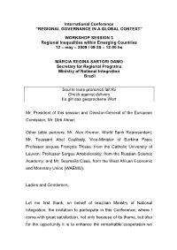 International Conference “REGIONAL GOVERNANCE in a GLOBAL CONTEXT”