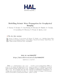 Modelling Seismic Wave Propagation for Geophysical Imaging J
