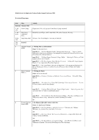 Provisional Programme: 24 October 2003