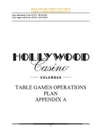 Table Games Operations Plan Appendix A