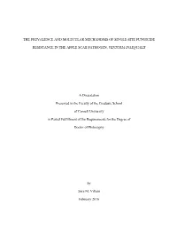 THE PREVALENCE and MOLECULAR MECHANISMS of SINGLE-SITE FUNGICIDE RESISTANCE in the APPLE SCAB PATHOGEN, VENTURIA INAEQUALIS a Di