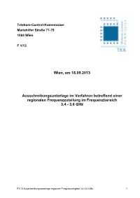 Wien, Am 18.09.2013 Ausschreibungsunterlage Im