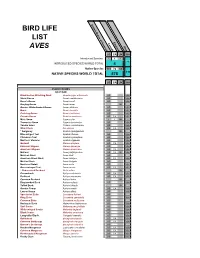 Bird Life List Aves