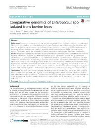 Comparative Genomics of Enterococcus Spp. Isolated from Bovine Feces Alicia G