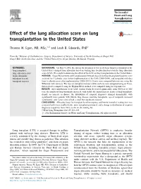 Effect of the Lung Allocation Score on Lung Transplantation in the United States