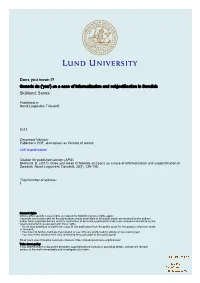 Generic Du (‘You’) As a Case of Informalization and Subjectification in Swedish Skärlund, Sanna