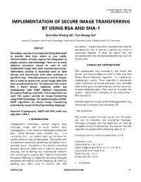 Implementation of Secure Image Transferring by Using Rsa and Sha-1