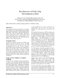 Recollections of Early Chip Development at Intel