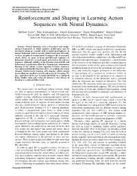 Reinforcement and Shaping in Learning Action Sequences with Neural Dynamics